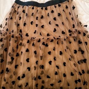 SHEIN Black Heart Patterned A-Line Skirt